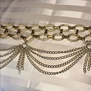 Beautiful Gold Chain Link Belly dancing Belt with Draped Chains 34” adjustable